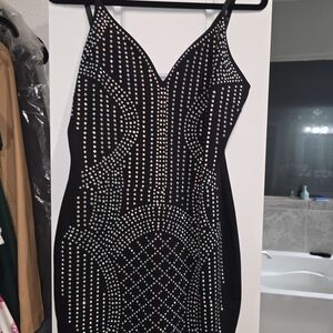 Windsor Black Mini Dress with Rhinestones